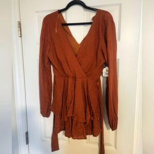 Burnt orange long sleeve romper